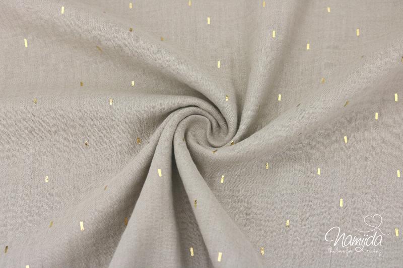 0,5 MTR. ♥ LiTTLE GOLDEN STRiPES MuSSELIN - SAND - DouBLE GAUZE ♥