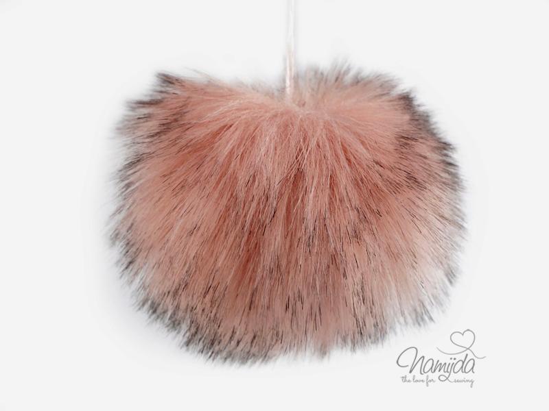 1 Stück FeLLbommel - Bommel PUDER/Schwarz - 9cm