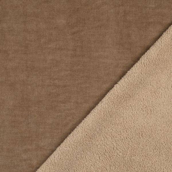 0,50 MTR. ♥ FEINCORD DOUBLEFACE FLEECE TAUPE STRETCH ♥