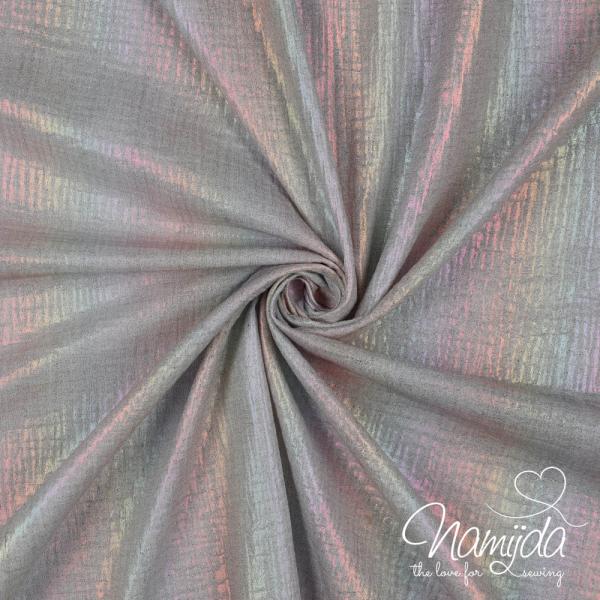 0,5 MTR. ♥ MUSSELIN DouBLE GAUZE - FOIL RAINBOW Multicolor ♥