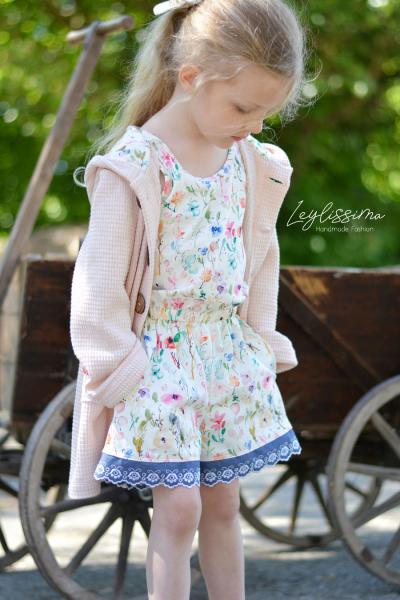 ♥1 Mtr. WäSCHESPITZE BLOOME - ZWEIFARBIG - JEANS/WEISS - 5cm ♥ -