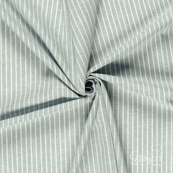 0,5 MTR. ♥ STREIFEN CHAMBRE BAUMWOLL LEINEN MINT ♥