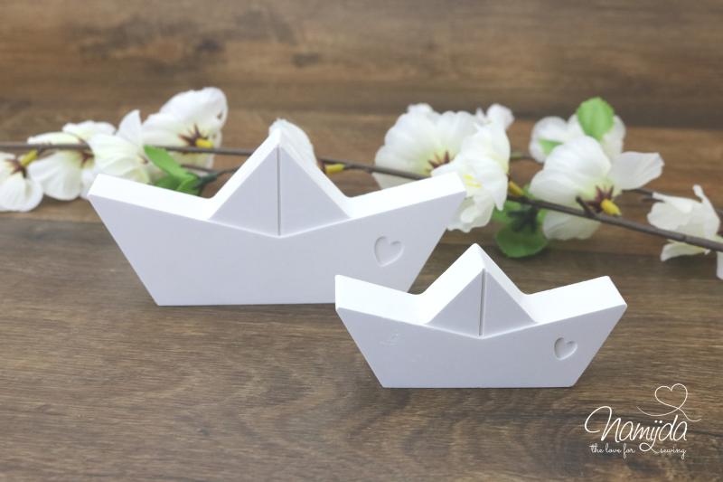 1 STÜCK ♥ GIESSFORM SILIKON PAPIERBOOT HERZ (2-TEILIG) ♥