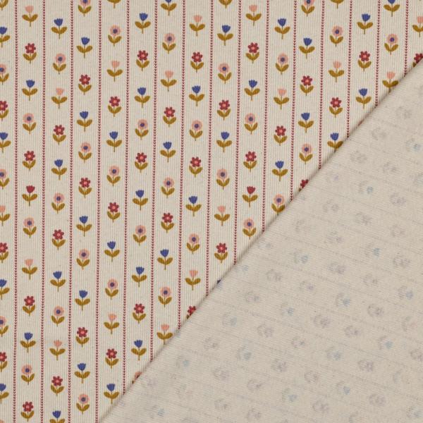 0,5 MTR. ♥ RIPPSTRICK JERSEY  LILLE BLOMST NATURAL ♥