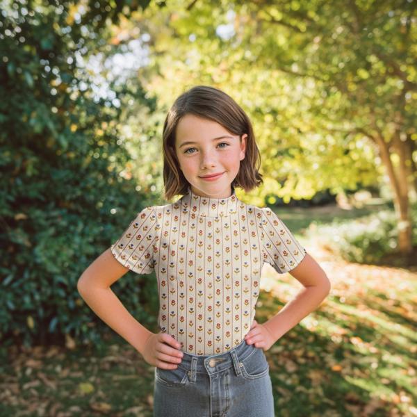 0,5 MTR. ♥ RIPPSTRICK JERSEY  LILLE BLOMST NATURAL ♥