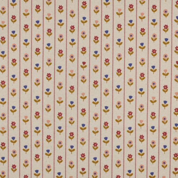 0,5 MTR. ♥ RIPPSTRICK JERSEY  LILLE BLOMST NATURAL ♥