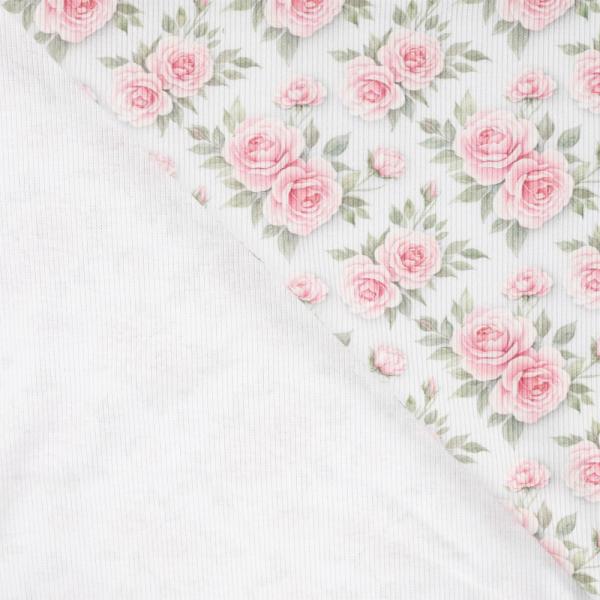 0,5 MTR.  ♥ RIPPSTRICK JERSEY PASTELL ROSES  ♥