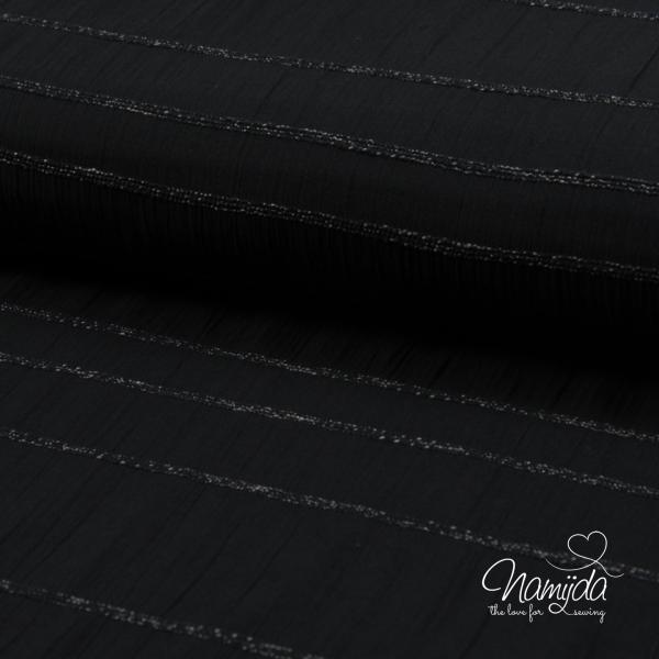 0,5 MTR. ♥ RuFFLED MUSSELIN - SCHWARZ ♥
