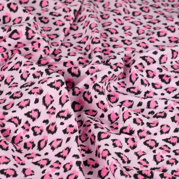 0,50 MTR. LEO GLITTER PINK - FRENCH TERRY