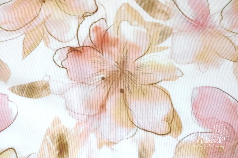 0,5 MTR.  ♥ RIPPSTRICK BIG SOMMER FLOWERS ROSE/APRICOT ♥