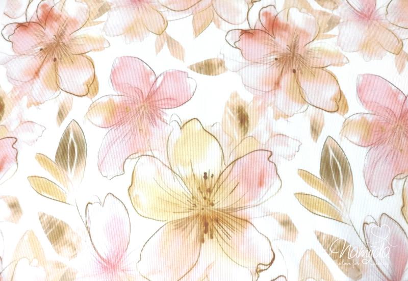 0,5 MTR.  ♥ RIPPSTRICK BIG SOMMER FLOWERS ROSE/APRICOT ♥