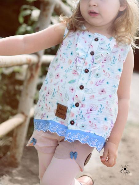 ♥1 Mtr. WäSCHESPITZE BLOSSOM - ZWEIFARBIG - JEANS LIGHT/WEISS - 5cm ♥ -