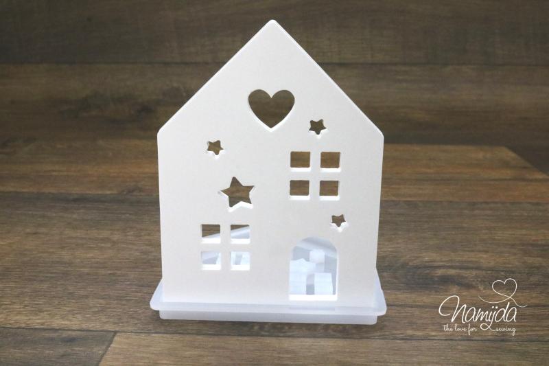 1 STÜCK ♥ GIESSFORM SILIKON HAUS VORDERSEITE HERZEN & STERNE FÜR LED-HÄUSCHEN ♥