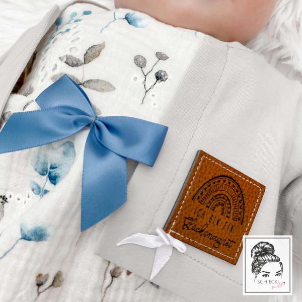 1 Stück - XL SATIN SCHLeife - ANTIK BLau - 6,5cm