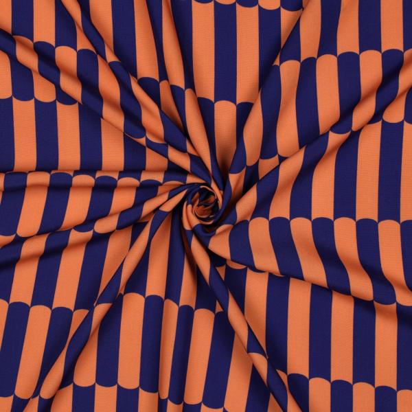 0,5 MTR.♥ VISKOSE ECOVERO BLUSH LINES NAVY/ORANGE ♥