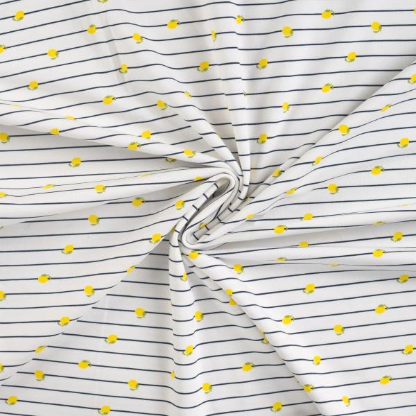 0,50 MTR. ♥ LITTLE LEMON LINES NAVY JERSEY  ♥