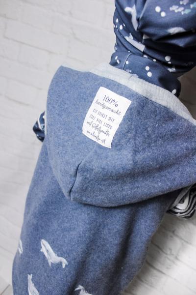 0,5 MTR. ♥ Doubelface Baumwollfleece JEANS MELANGE - 100% Baumwolle ♥