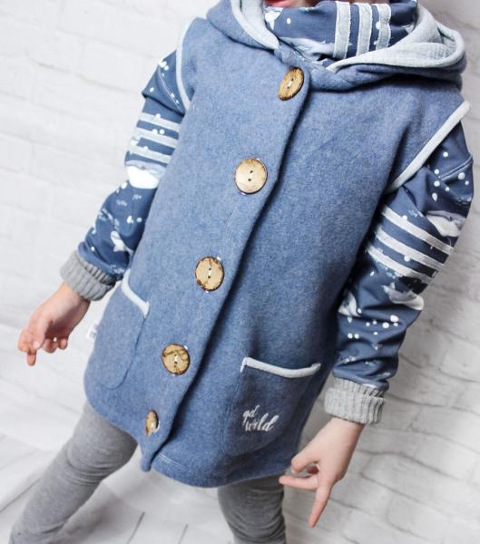 RESTSTÜCK 1,30 MTR. ♥ Doubelface Baumwollfleece DARK JEANS MELANGE - 100% Baumwolle ♥