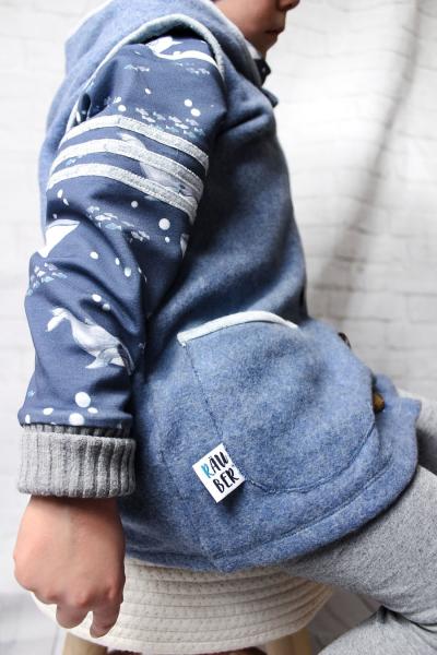 0,5 MTR. ♥ Doubelface Baumwollfleece JEANS MELANGE - 100% Baumwolle ♥