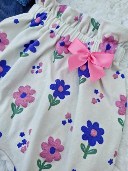 0,5 MTR. ♥ GLITTER BLÜMCHEN JERSEY - WEISS ♥