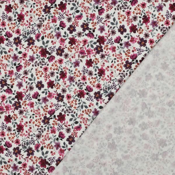 0,50 MTR. ♥ SPRING FLOWERS LAVENDEL JERSEY  ♥