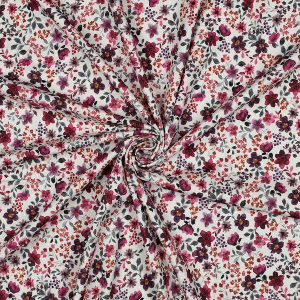 0,50 MTR. ♥ SPRING FLOWERS LAVENDEL JERSEY  ♥