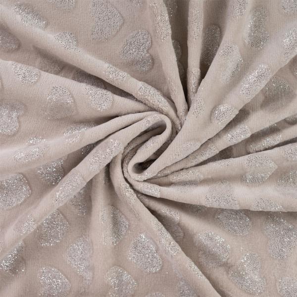 0,5 MTR. ♥ GLITTER HEARTS FLEECE SAND  ♥