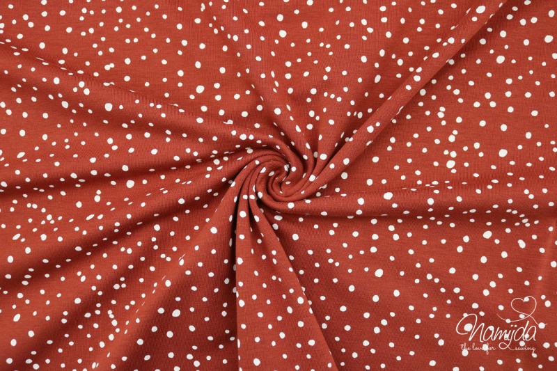 0,5 MTR. ♥ Jersey Different Dots ROST/ WeiSS - Punktejersey ♥