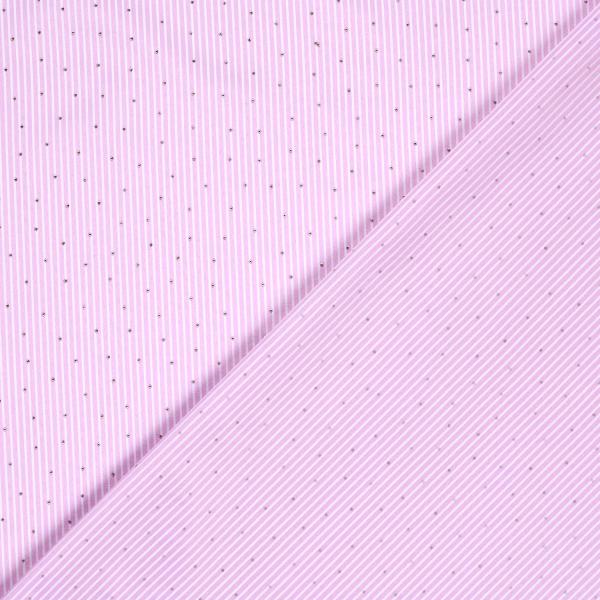 ACHTUNG VORBESTELLUNG LIEFERZEIT CA. 1 WOCHE  0,5 MTR. GLITZER STEINCHEN FEINE STREIFEN ROSA BAUMWOLL POPELINE