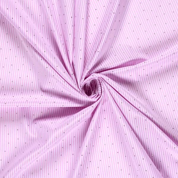 ACHTUNG VORBESTELLUNG LIEFERZEIT CA. 1 WOCHE  0,5 MTR. GLITZER STEINCHEN FEINE STREIFEN ROSA BAUMWOLL POPELINE