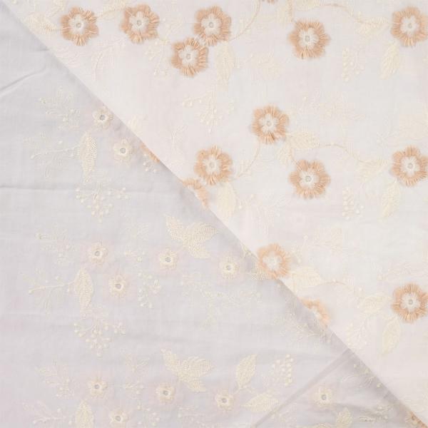 0,5 MTR. GESTICKTE BLÜMCHEN SAND BAUMWOLLE
