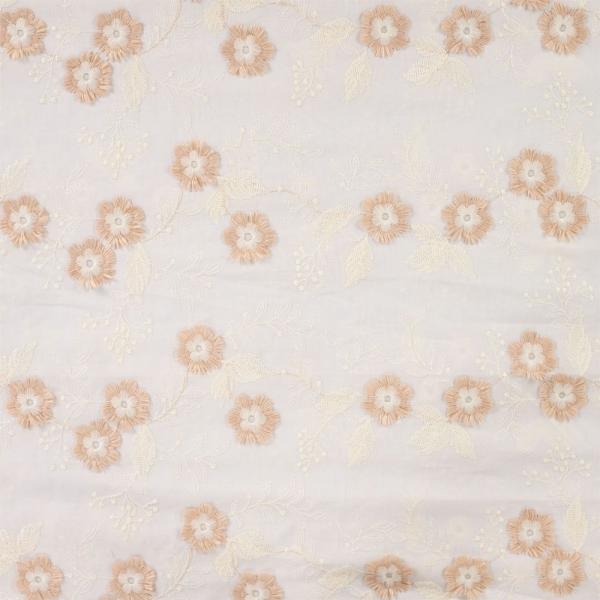 0,5 MTR. GESTICKTE BLÜMCHEN SAND BAUMWOLLE