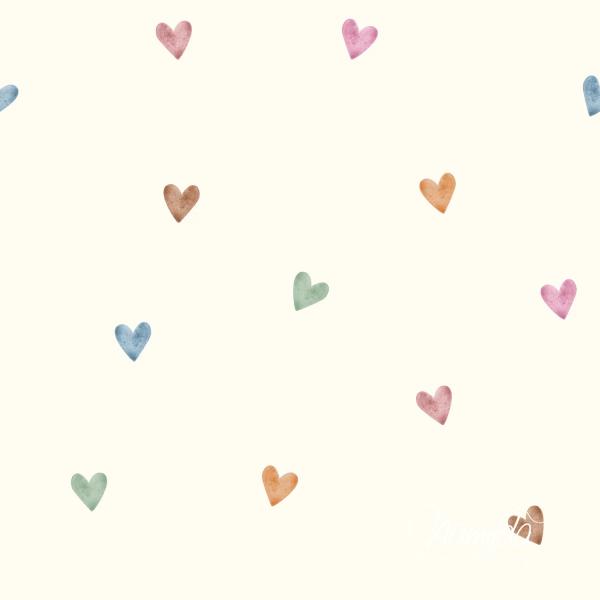 0,5 MTR. ♥ MUSSELIN BUNTE PASTELL HERZCHEN ♥