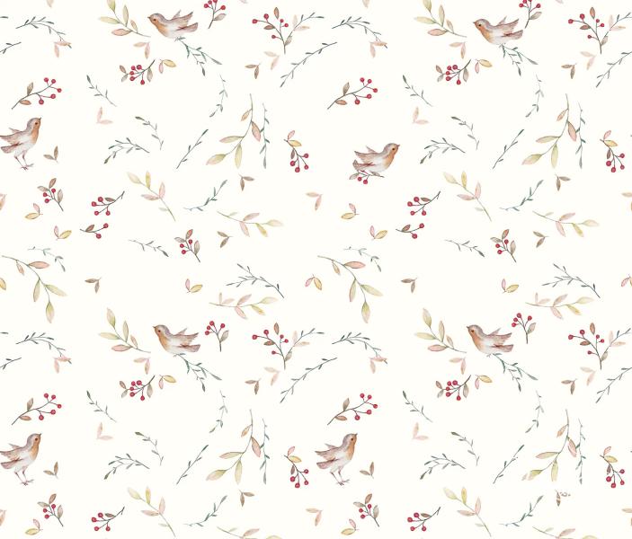 0,50 MTR. ♥ BIO FRÜHLINGSLIEBE VÖGELCHEN JERSEY - NATUR ♥