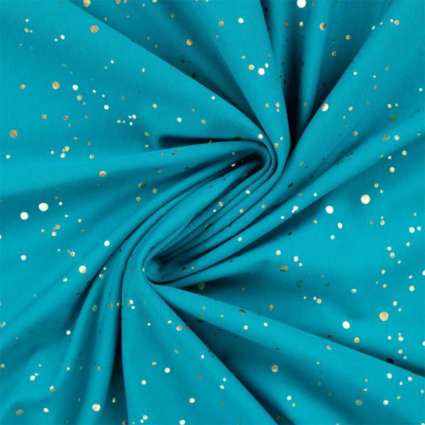 0,50 MTR. ♥ GOLDEN BLUSH FOIL PETROL JERSEY ♥