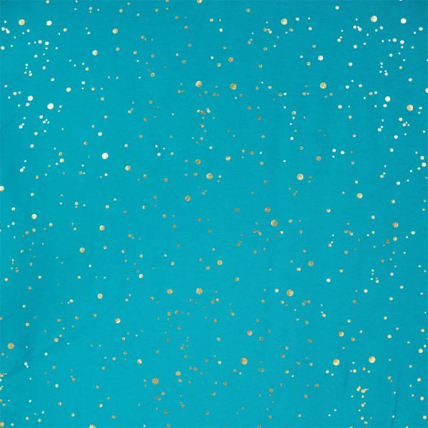 0,50 MTR. ♥ GOLDEN BLUSH FOIL PETROL JERSEY ♥