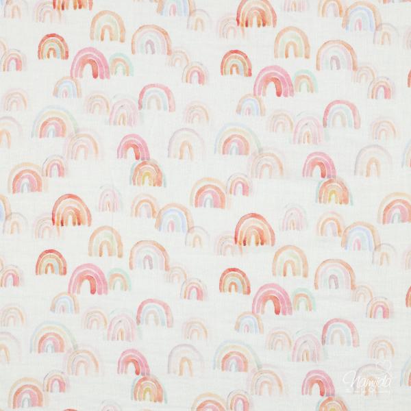 0,5 MTR. ♥ MUSSELIN PASTELL RAINBOW LOVE ♥