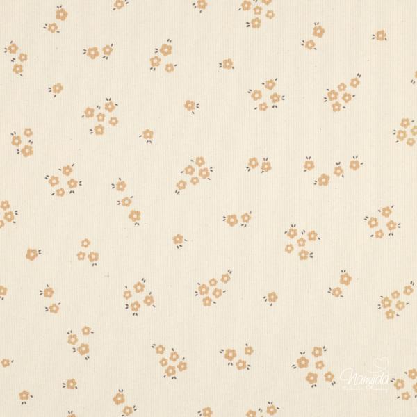 0,5 MTR.  ♥ RIPPSTRICK JERSEY FLOWERS NATURAL ♥