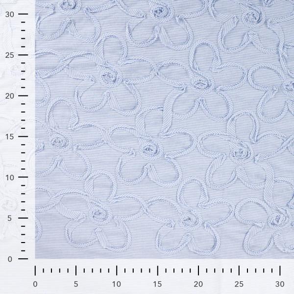 0,5 MTR.♥ EMBROIDERY FLOWERS BABY BLUE STRIPES ♥