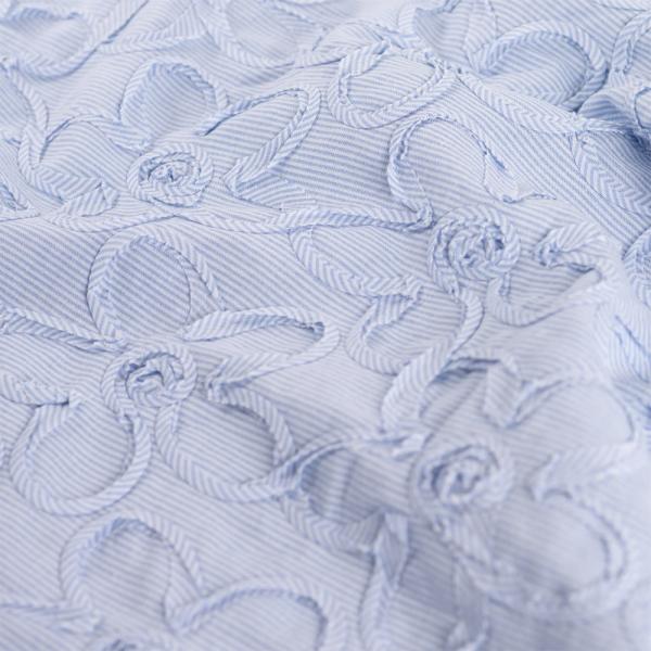 0,5 MTR.♥ EMBROIDERY FLOWERS BABY BLUE STRIPES ♥