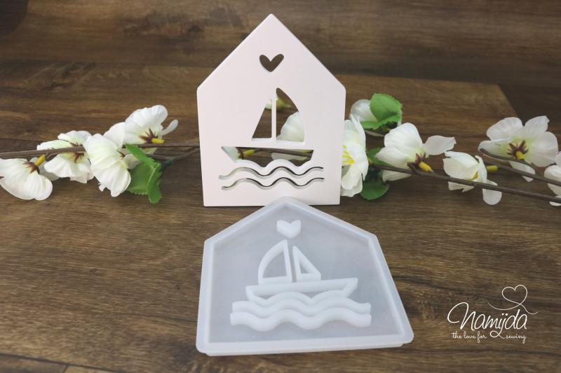 1 STÜCK ♥ GIESSFORM SILIKON HAUS VORDERSEITE MARITIM SEGELBOOT FÜR LED-HÄUSCHEN ♥