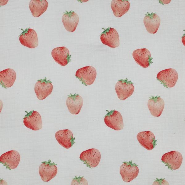 0,5 MTR. ♥ MuSSELIN PASTELL ERDBEEREN  ♥