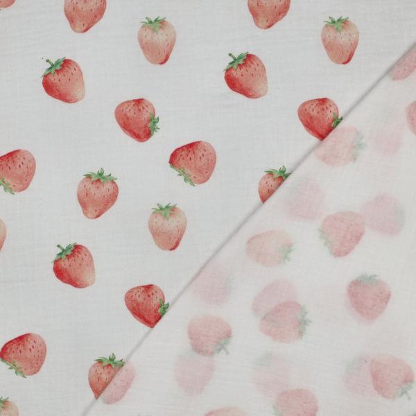 0,5 MTR. ♥ MuSSELIN PASTELL ERDBEEREN  ♥