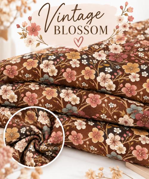 0,50 MTR. ♥ VINTAGE BLOSSOM Jersey ♥