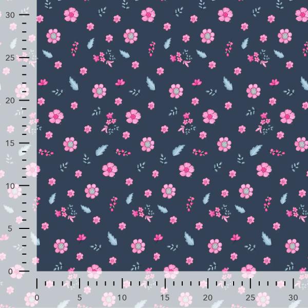 0,5 MTR. ♥ WEICHER BABY FEINCORD BLÜMCHEN NAVY ♥