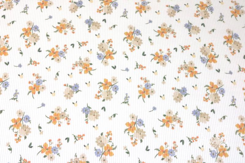 0,5 MTR.  ♥ RIPPSTRICK JERSEY STREUBLÜMCHEN NATUR ♥