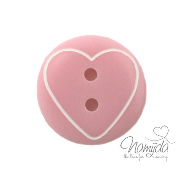 1 Stück ♥ HERZCHEN KNOPF RUND ROSA - 15mm ♥
