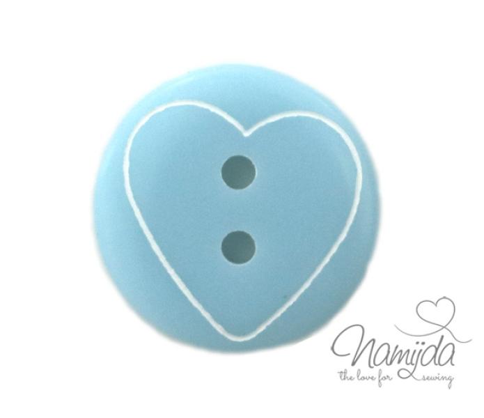 1 Stück ♥ HERZCHEN KNOPF RUND HeLLBLAU - 15mm ♥