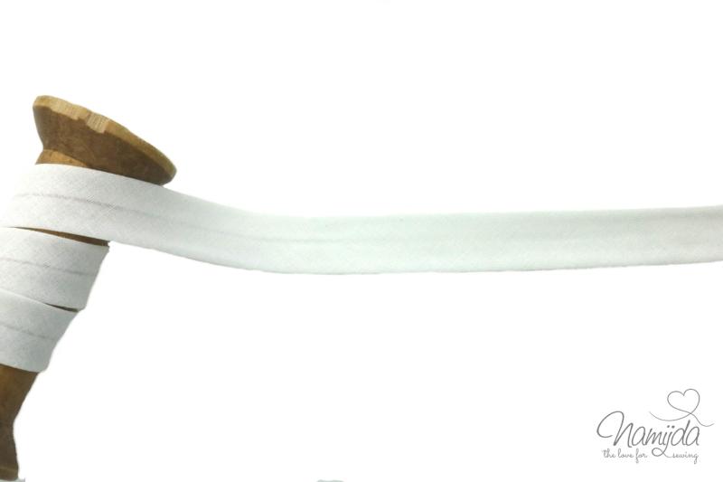 1 MTR. ♥ BAUMWOLL SCHRÄGBAND NATUR WEISS - 20mm♥ -