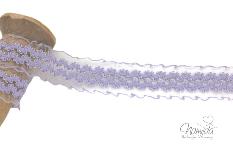 1 MTR. ♥ Elastische Organza Zierspitze - FLIEDER - 30mm ♥